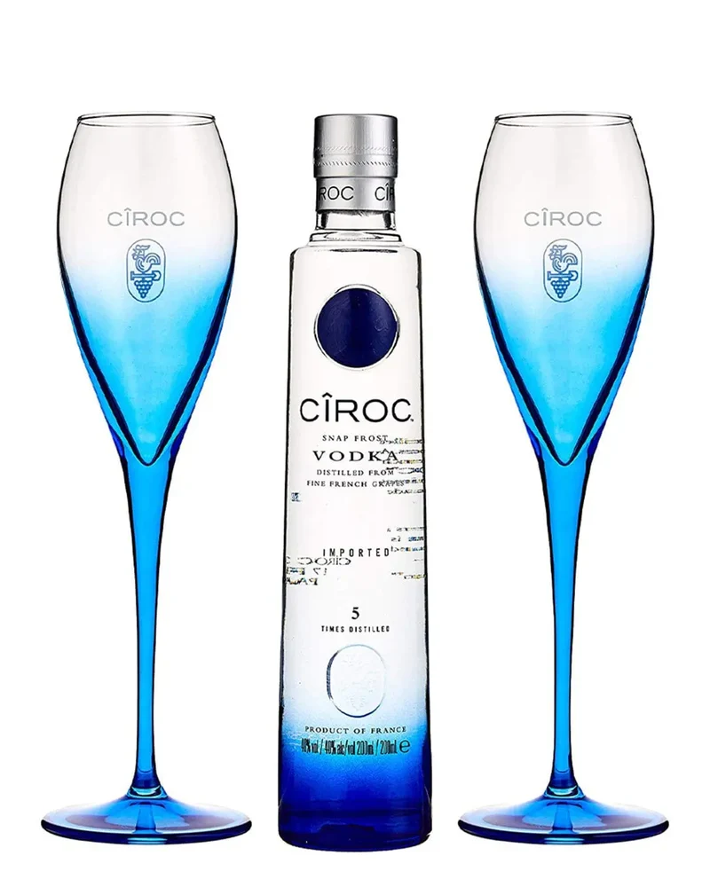 Ciroc Snap Frost Vodka with Gift Pack Including Two Flutes, 20 cl