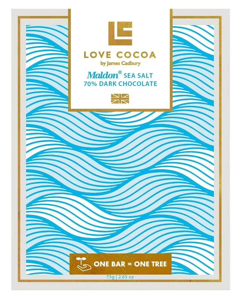 Love Cocoa Maldon Sea Salt Organic 70% Dark Chocolate Bar, 75 g