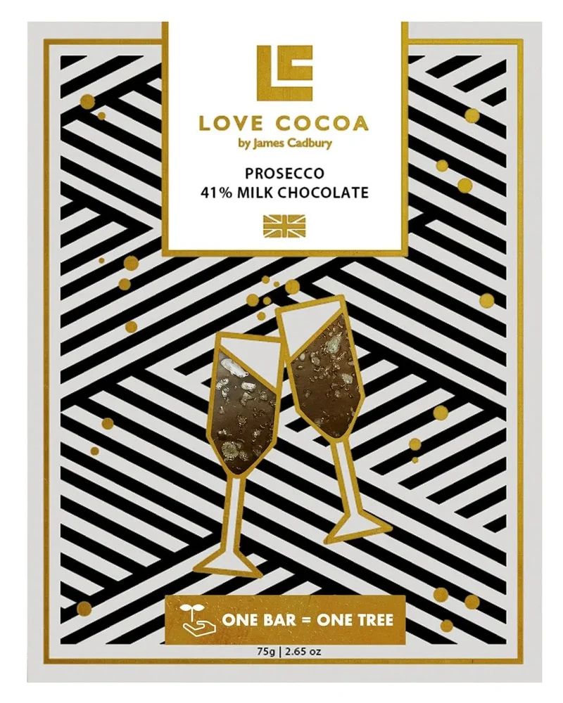 Love Cocoa Prosecco 41% Milk Chocolate Bar, 75 g