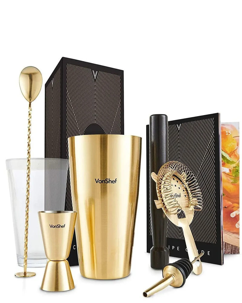VonShef/Beautify Brushed Gold Boston Cocktail Set