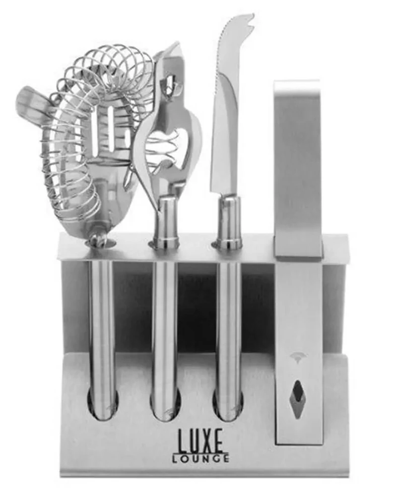 BarCraft Five Piece Stainless Steel Cocktail Tool Set