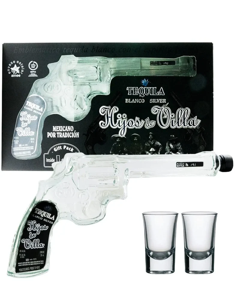 Hijos de Villa Blanco Pistol Gun & Shot Glass Miniature Gift Set, 20 cl