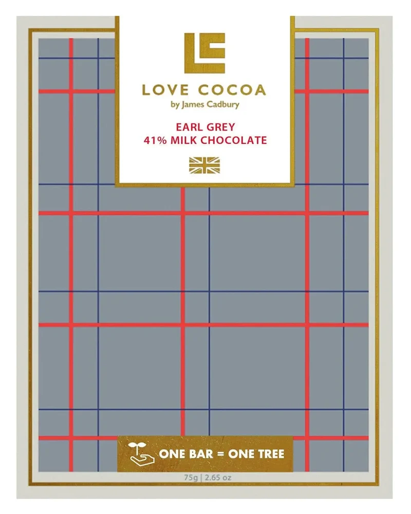 Love Cocoa Earl Grey 41% Milk Chocolate Bar, 75 g