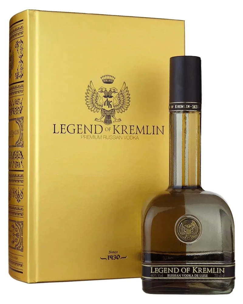 Legend Of Kremlin Vodka Black Bottle With Gold Book, 70 cl