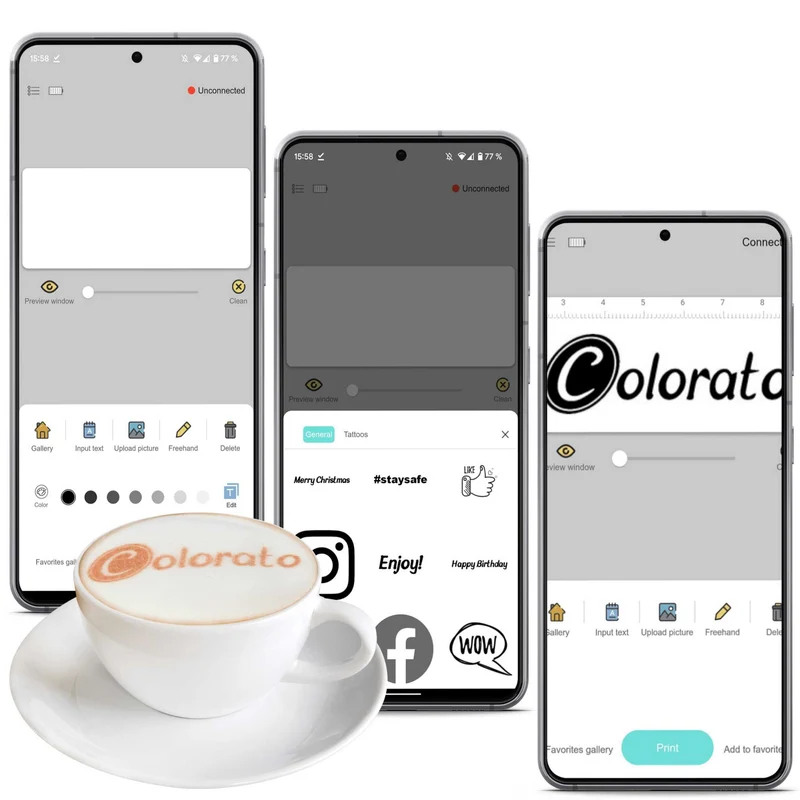 Impresora de bebidas móvil Barista 2.0 de Cignature®, incluido 1 cartucho y accesorios (BLUETOOTH)
