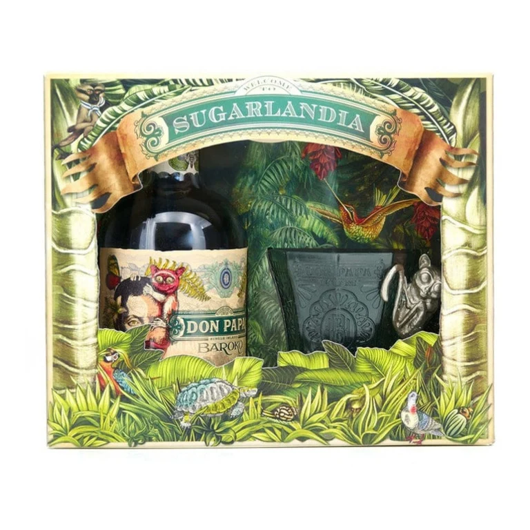 RUM DON PAPA BAROKO+GREEN GLASS 70CL CONFEZIONE CON BICCHIERE