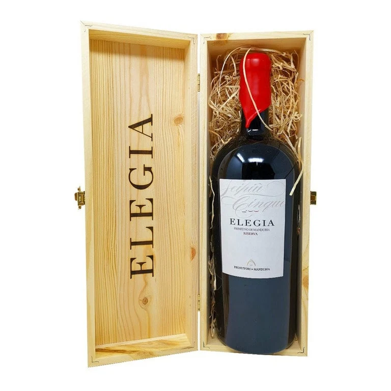 VINO PRODUTTORI DI MANDURIA ELEGIA 2017 PRIMITIVO DOC-CASSA IN LEGNO 1,5LT