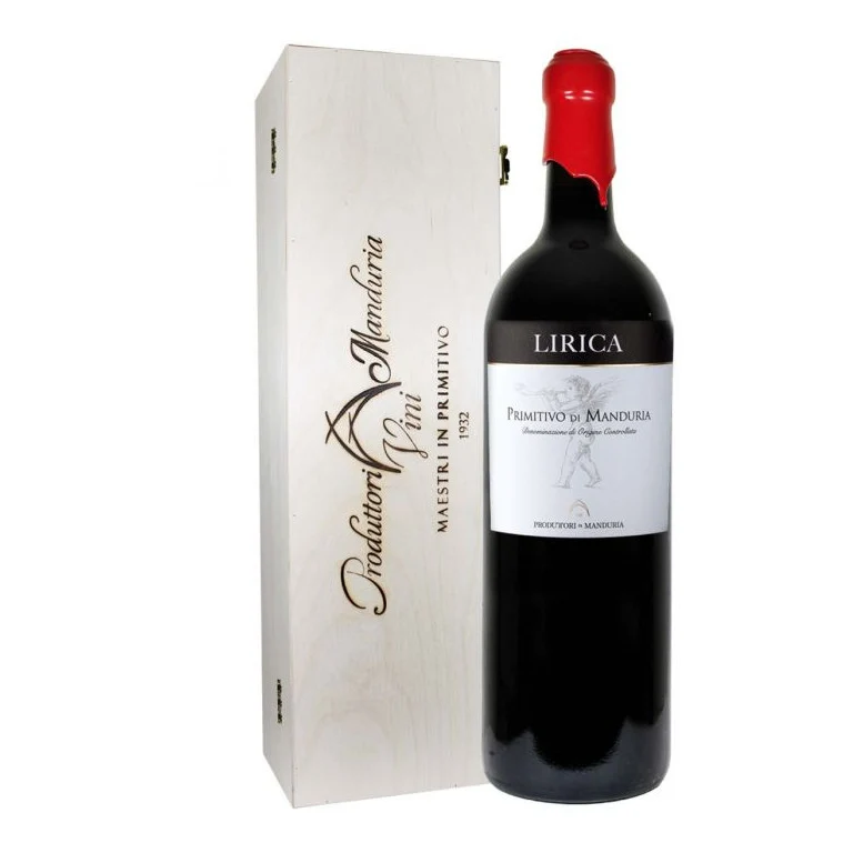 VINO PRODUTTORI DI MANDURIA LIRICA 2023 PRIMITIVO DOC-CASSA IN LEGNO 3LT
