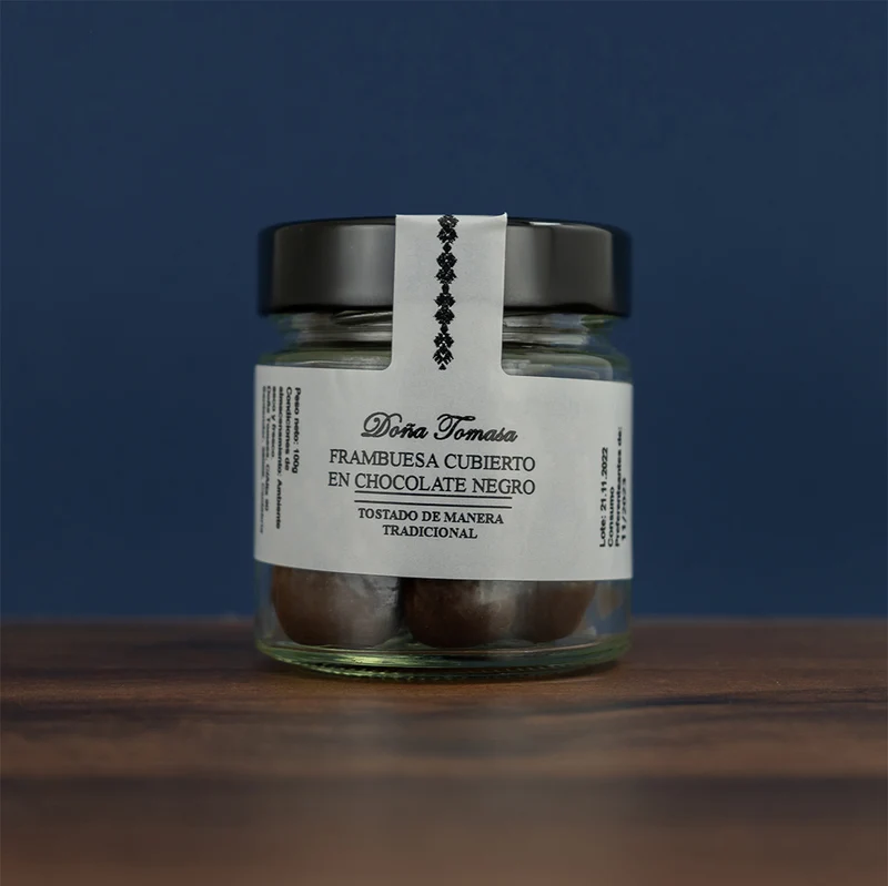 Frambuesas con chocolate negro 100g