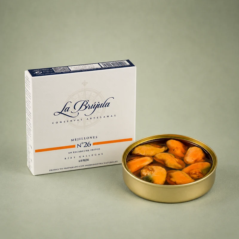 LA BRÚJULA | MEJILLONES EN ESCABECHE Nº 26 6/8 PIEZAS 110gr