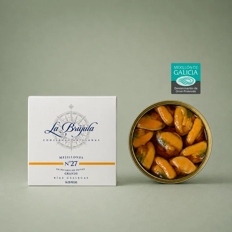 LA BRÚJULA | MEJILLÓN ES ESCABECHE Nº 27 8/10 PIEZAS 110gr