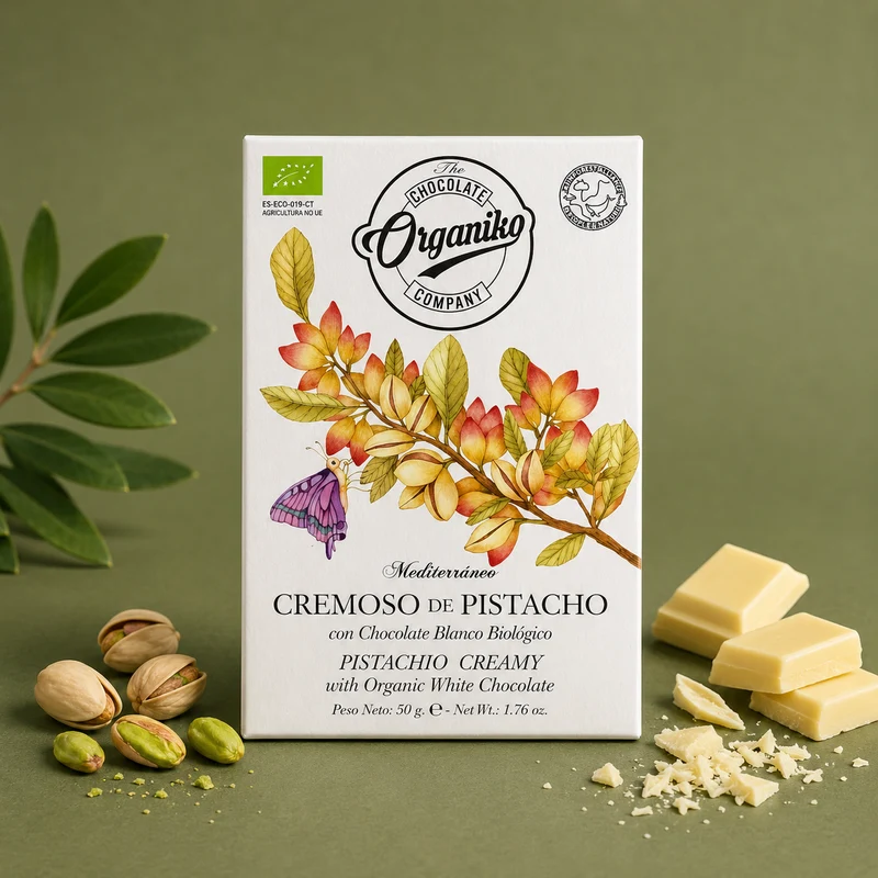 ORGANIKO | CREMOSO DE PISTACHO CON CHOCOLATE BLANCO 50gr