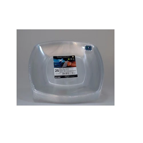 PIATTI PIANI TRASPARENTI QUADRATI 25pz X