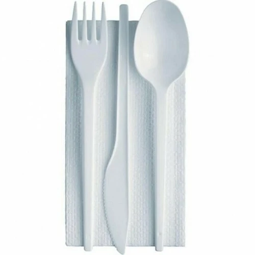 TRIS BIANCHI + TOVAGLIOLO MONO V. 500 PZ ISAP FORCHETTE CUCCHIAIO E COLTELLO