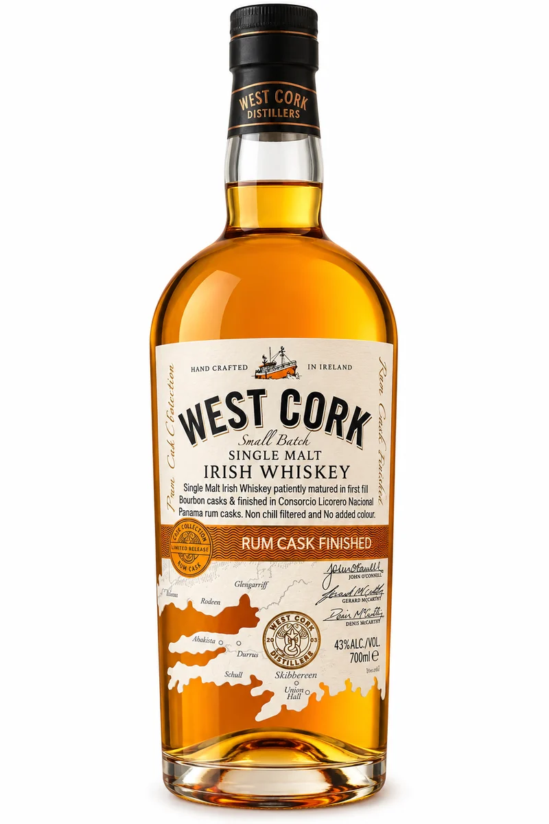 West Cork Rum Cask Finished Single Malt Irish Whiskey 700ml, 43% ABV