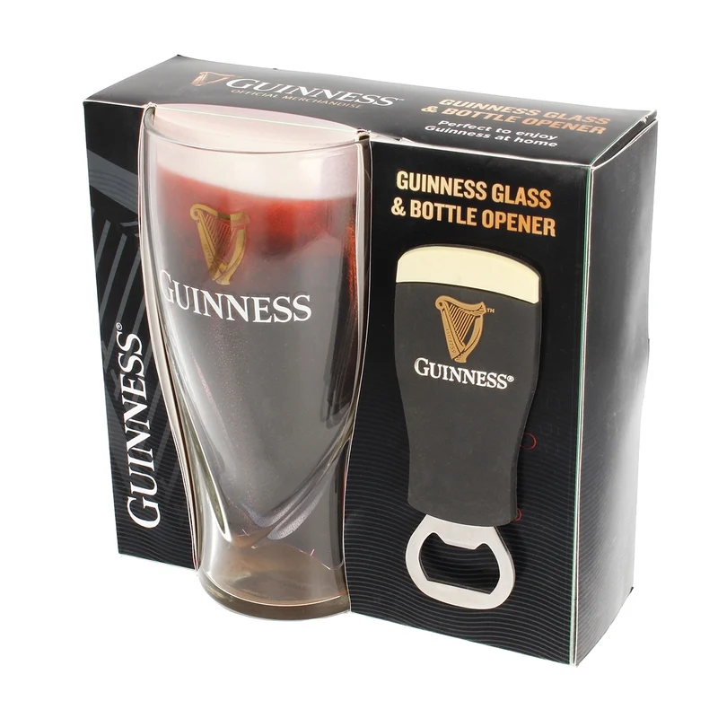 Guinness Embossed Glass & Opener Set