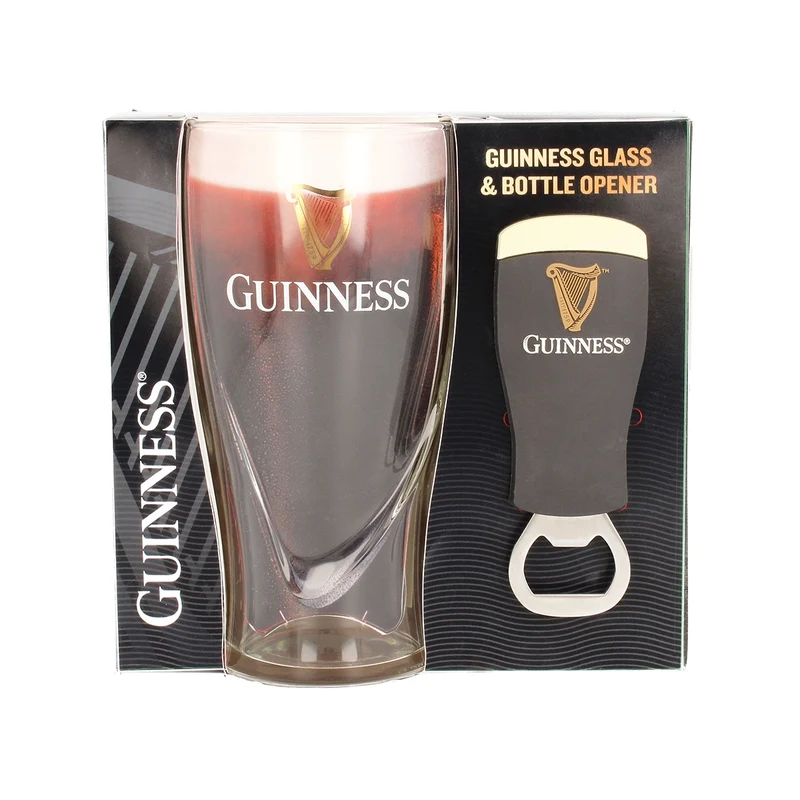 Guinness Embossed Glass & Opener Set