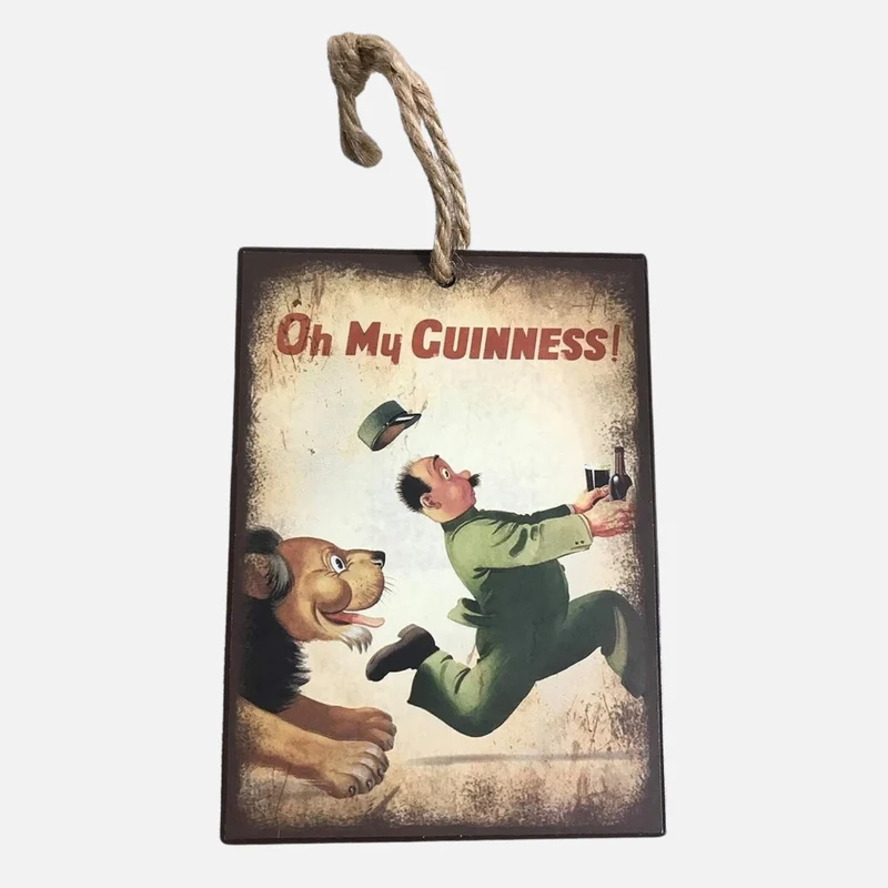 Guinness Lion & Zookeeper Mini Metal Sign