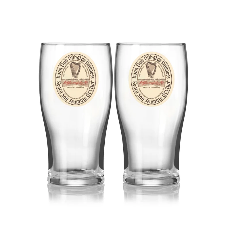 Guinness Vintage Label Pint Glass - 2 Pack
