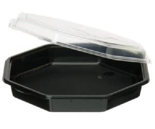 CONTENITORI PIATTI NERO+COP.TRASP MS COD 127766 230X230X50mm 190pz DUNI