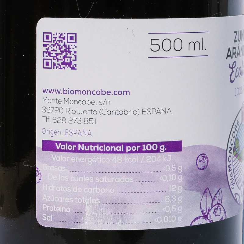 Zumo de arándanos ecológico Biomoncobe - 500ml