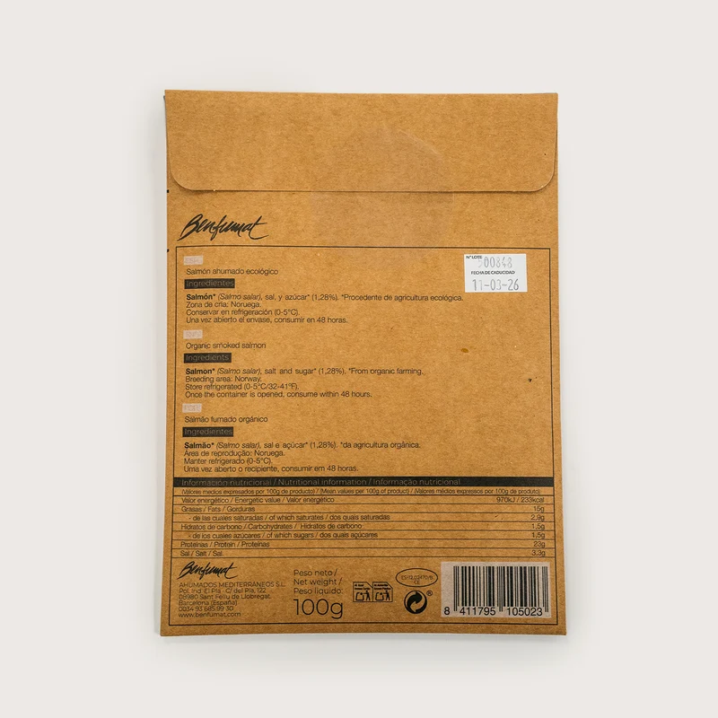Salmón ahumado ecológico - 100g
