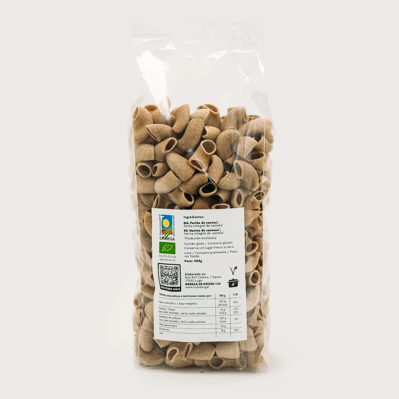 Macarrones de castañas y centeno ecológicos - 400g