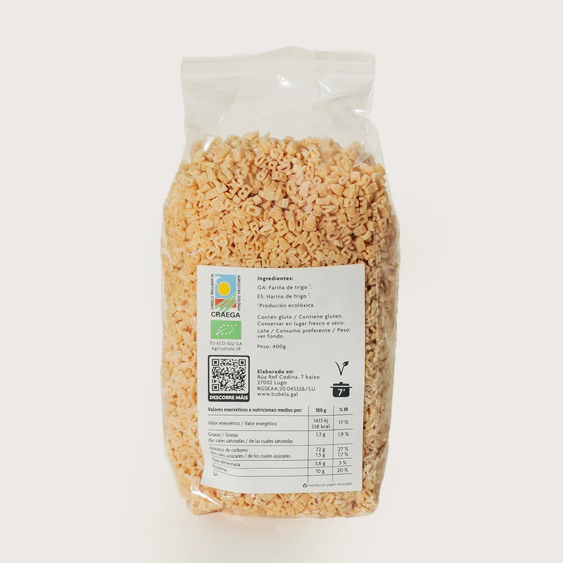 Letras de trigo duro ecológico - 400g