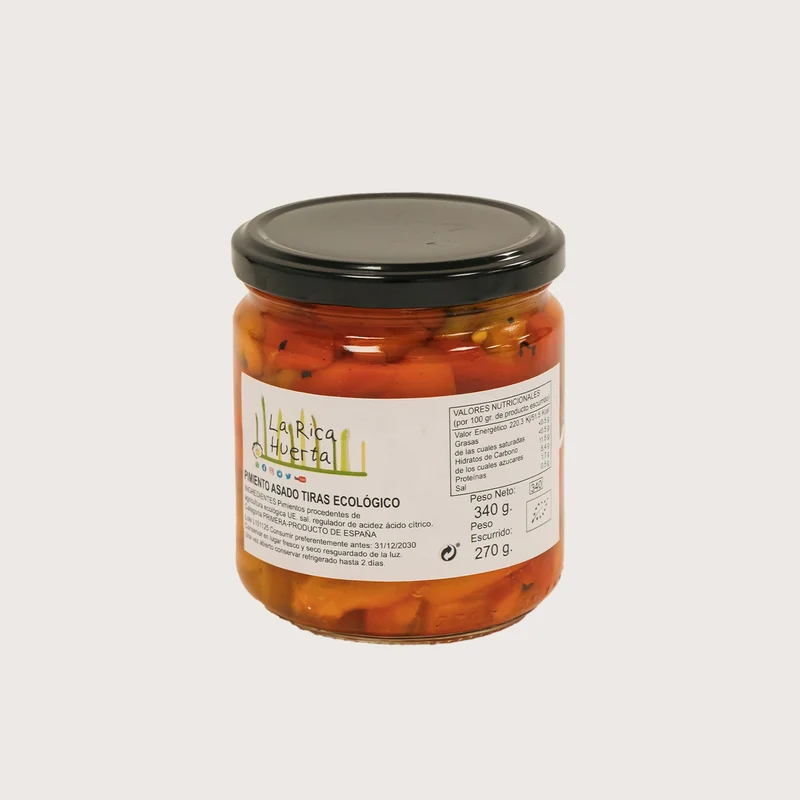 Pimiento ecológico asado en tiras - 340g