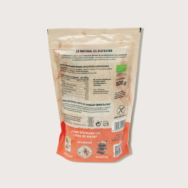 Copos de avena finos sin gluten - 250g