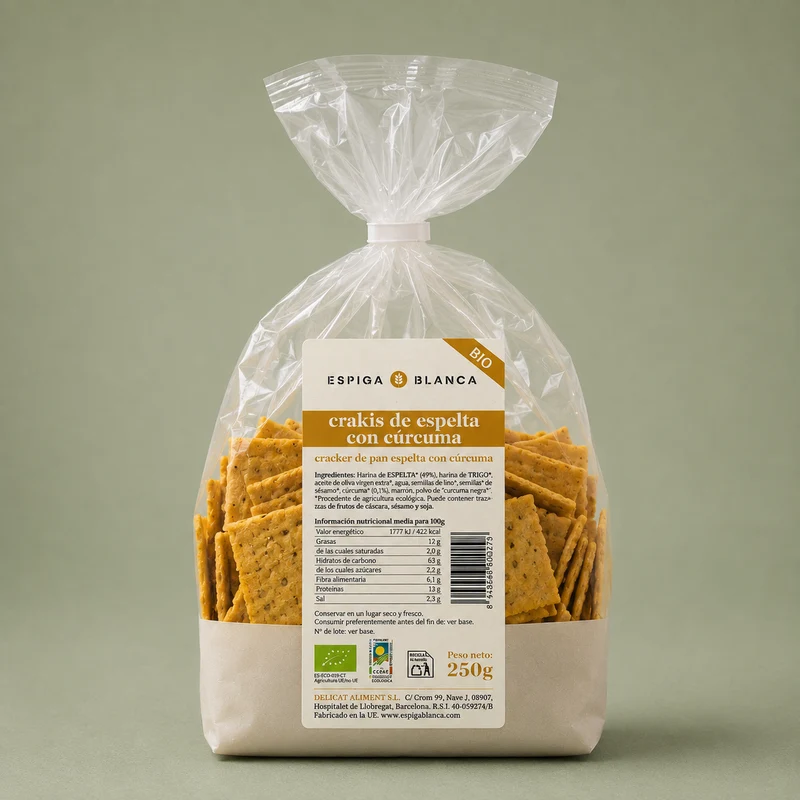 ESPIGA BLANCA | CRACKER DE ESPELTA CON CÚRCUMA 250gr