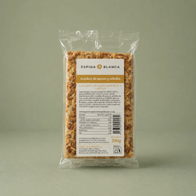 ESPIGA BLANCA | CRACKER DE QUESO Y CEBOLLA 200gr