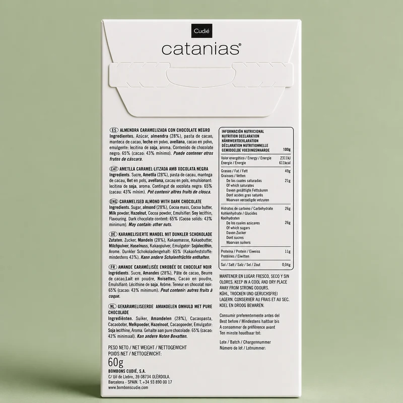 CUDIÉ | CATANIAS DARK CHOCOLATE 60gr