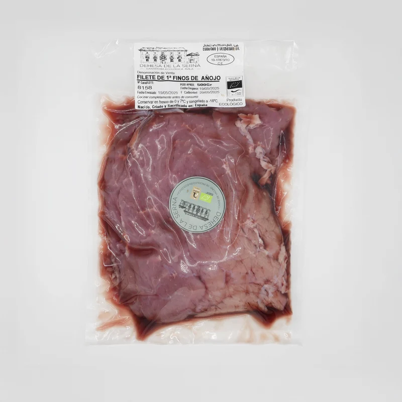 Filetes de 1º finos de añojo de ternera ecológica - 500g