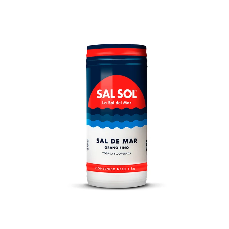 Caja sal sol bote grano fino 1 kg yodada fluorurada 12 unidades