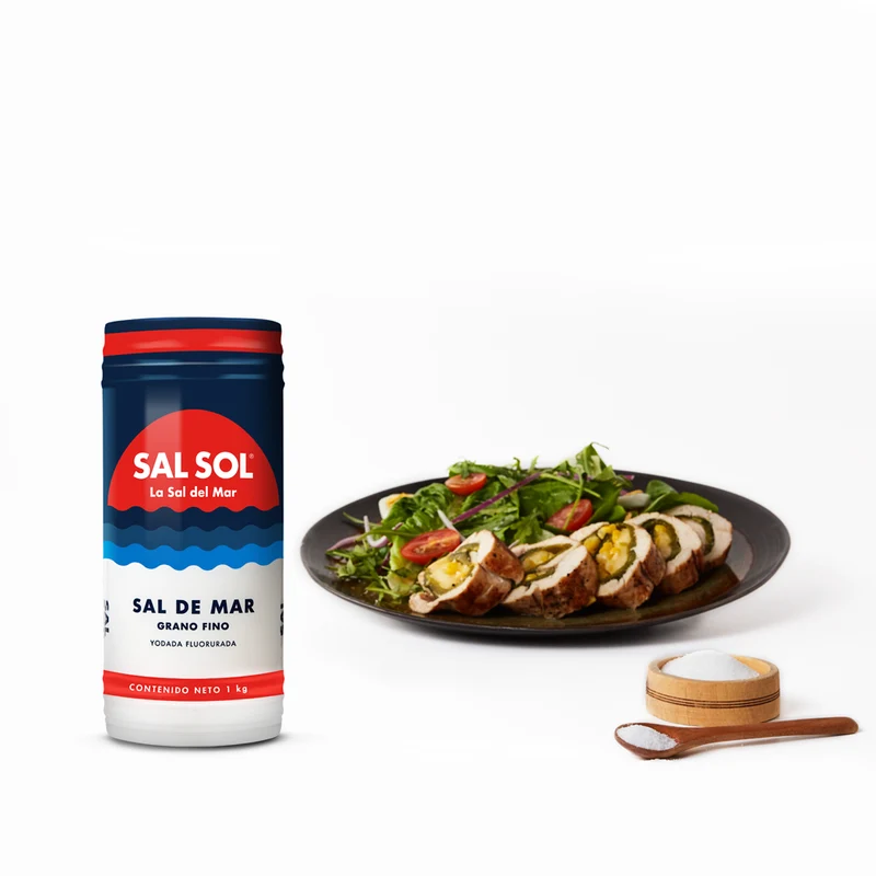 Caja sal sol bote grano fino 1 kg yodada fluorurada 12 unidades