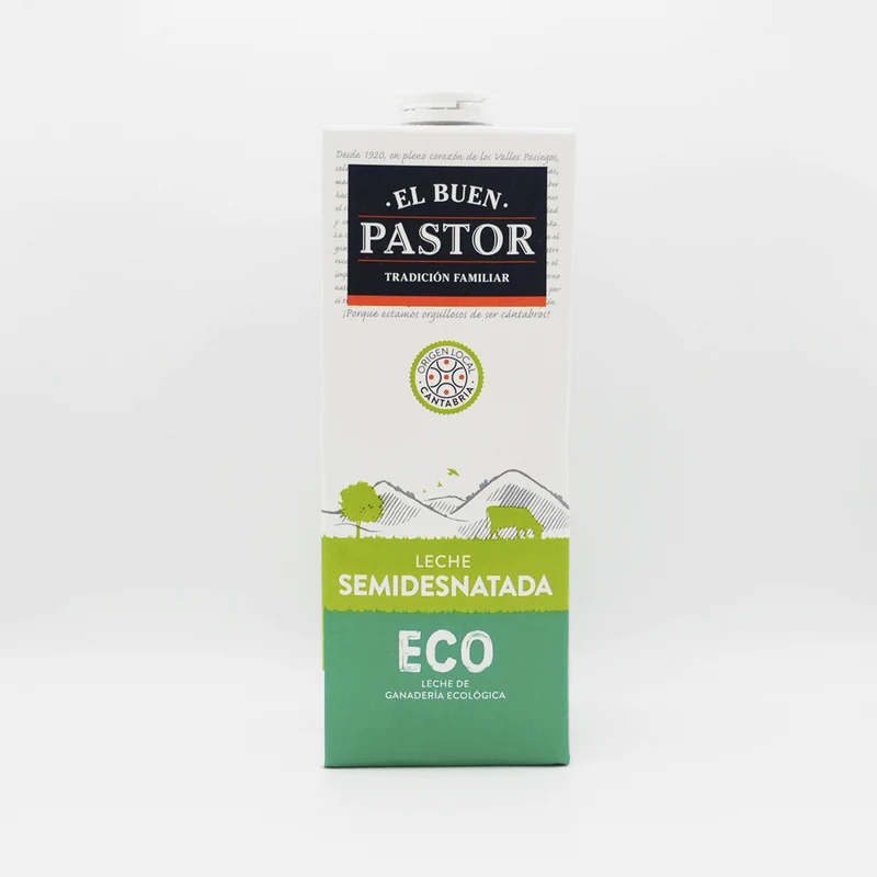 Leche semidesnatada ecológica El buen pastor