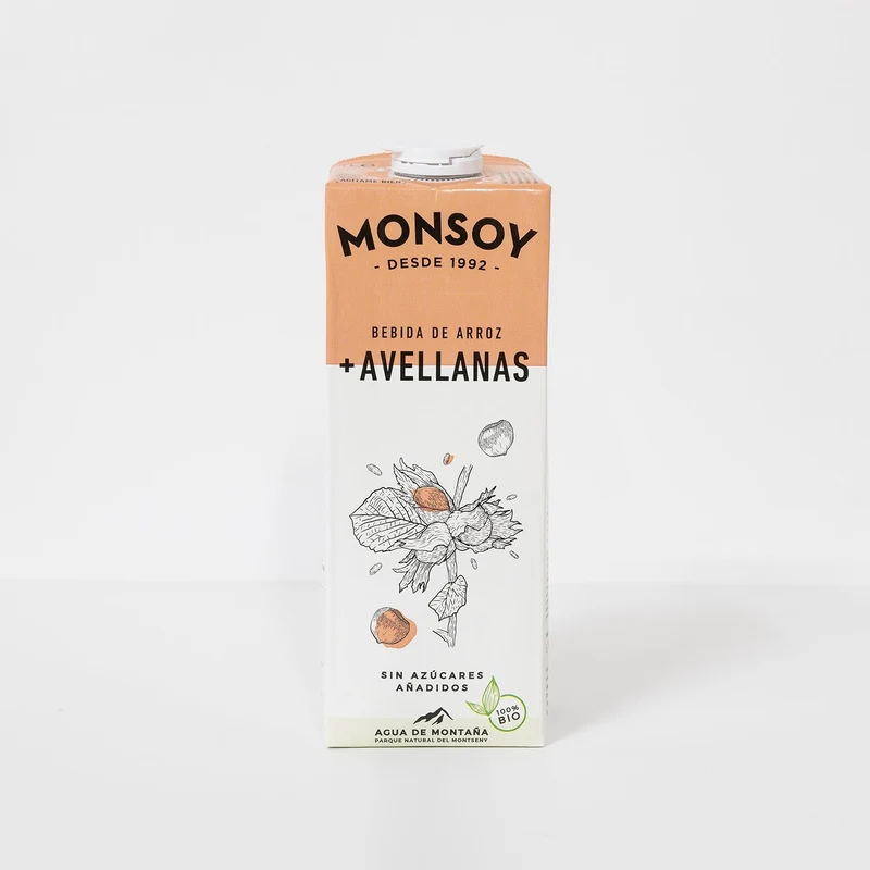 Bebida de Arroz con avellanas Monsoy ecológica - 1L