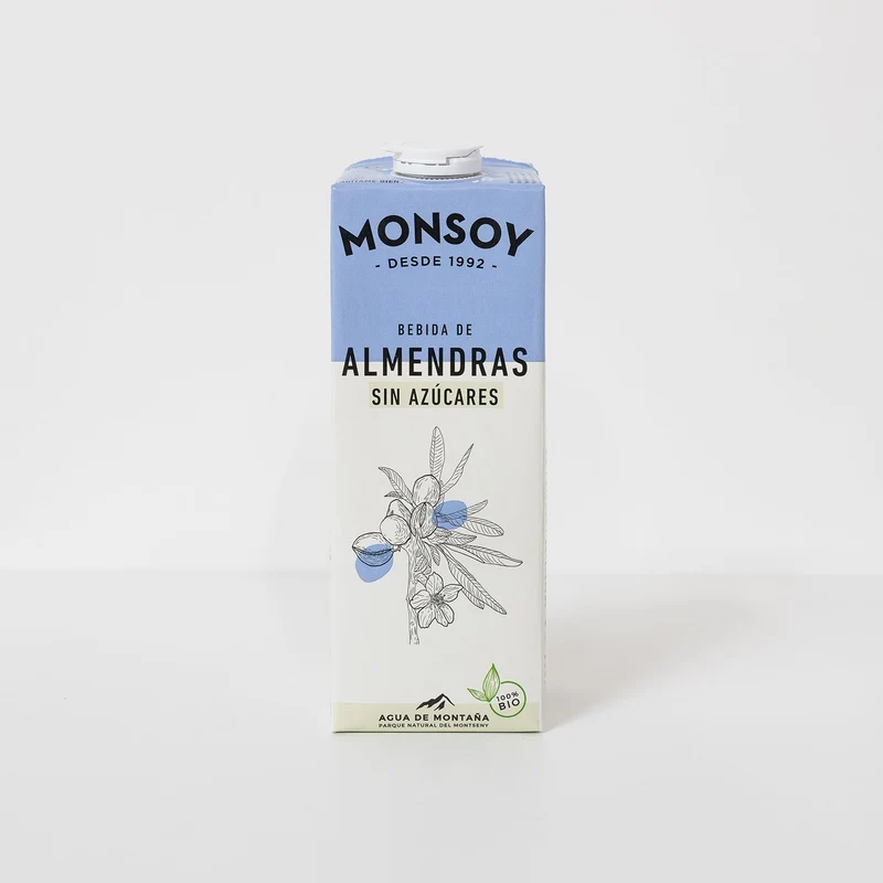 Bebida de Almendras sin azúcar Monsoy ecológica - 1L