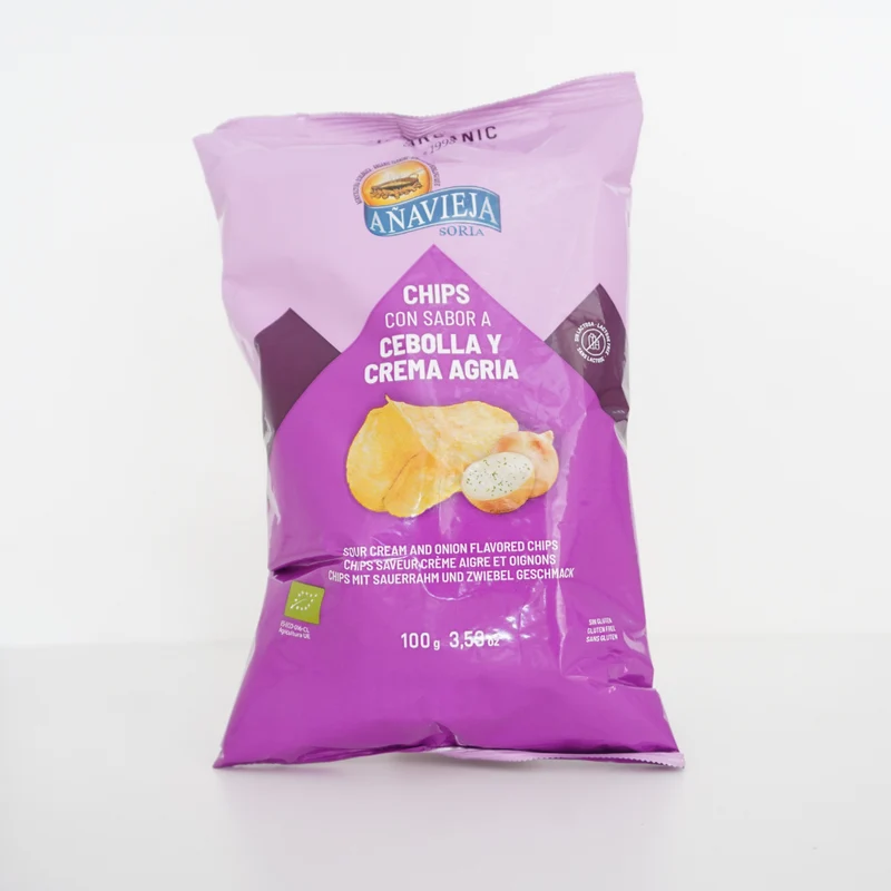 Patatas fritas crema agria y cebolla ecológicas - Bolsa de 100g