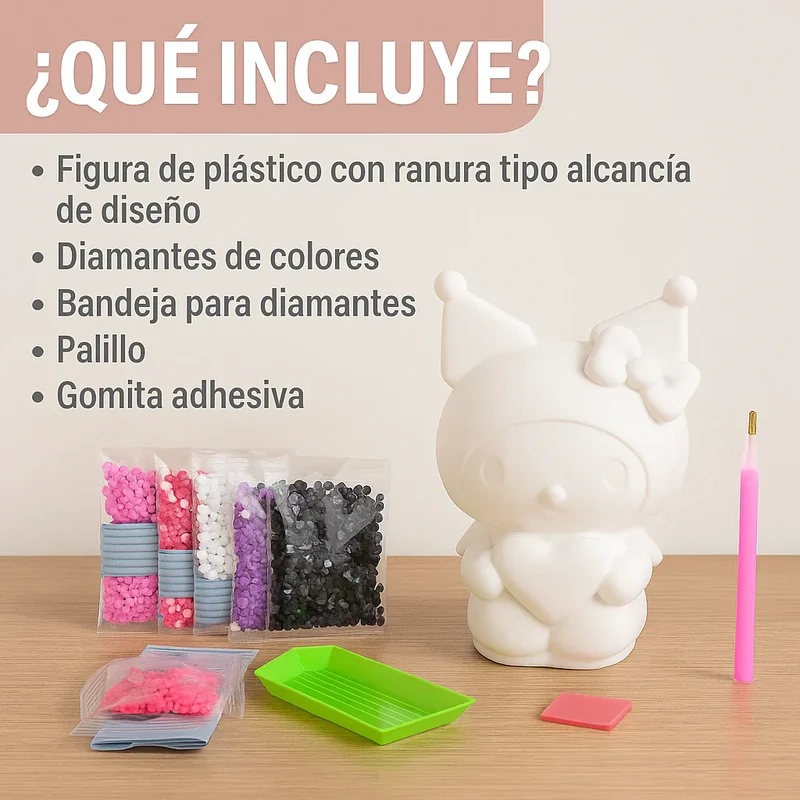 Alcancía Kawaii con Diamantes 3D