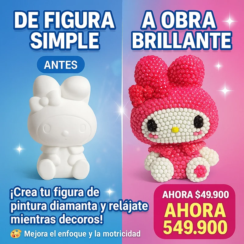 Alcancía Kawaii con Diamantes 3D