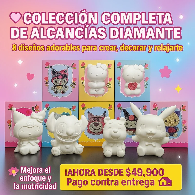 Alcancía Kawaii con Diamantes 3D
