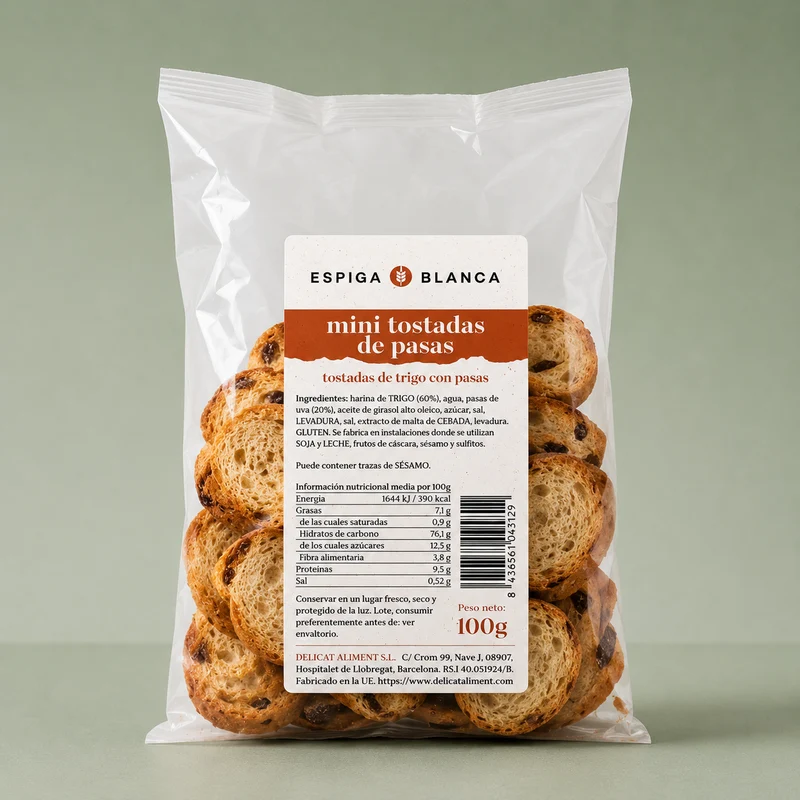 ESPIGA BLANCA | MINI TOSTADITAS DE PASAS 100 gr