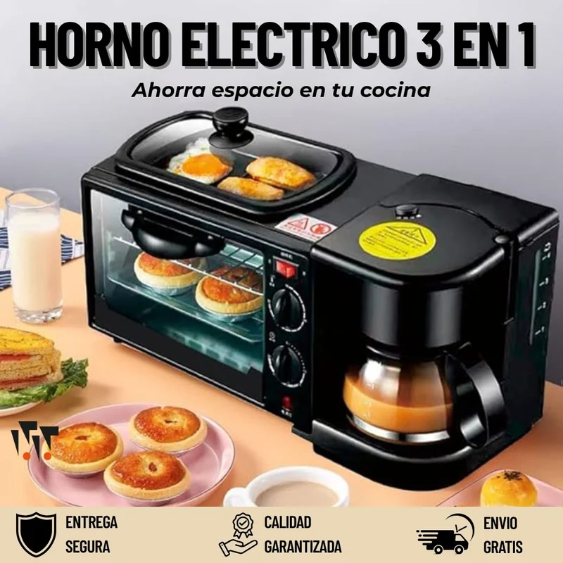 Horno tostador plancha y cafetera [1 año de Garantía]