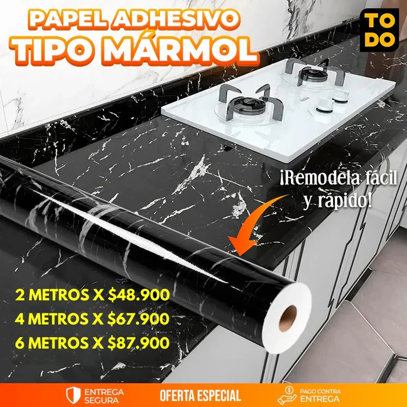 Papel Adhesivo Tipo Marmol (Para mesones, comedores y paredes)
