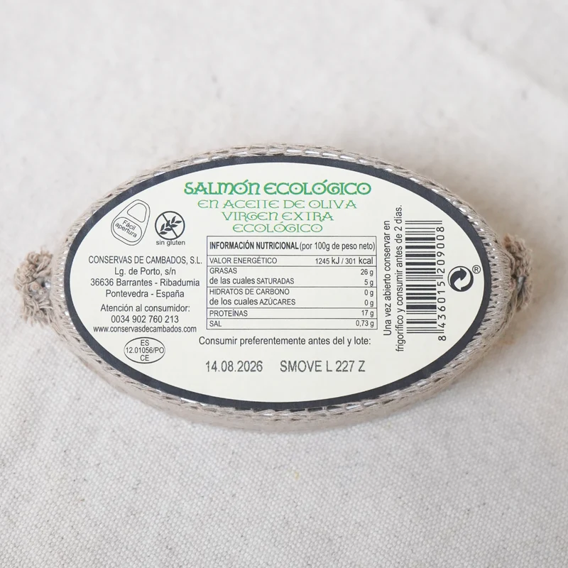 Salmón en aceite de oliva virgen extra ecológico - 110g
