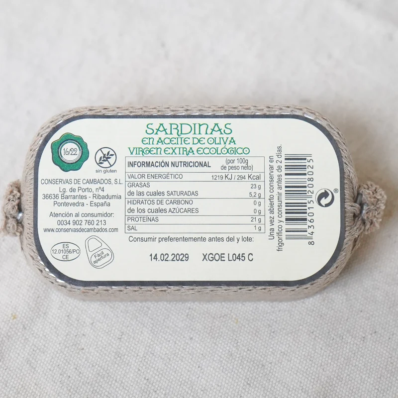 Sardinas en aceite de oliva virgen extra ecológico - 16/22