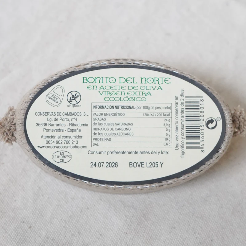 Bonito del norte en aceite de oliva virgen extra ecológico