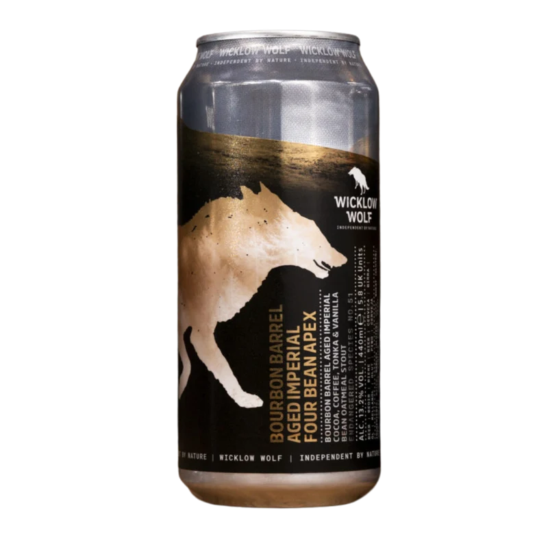 Wicklow Wolf- Bourbon Barrel Aged Imperial Four Bean Apex Stout 12.7% ABV 440ml Can
